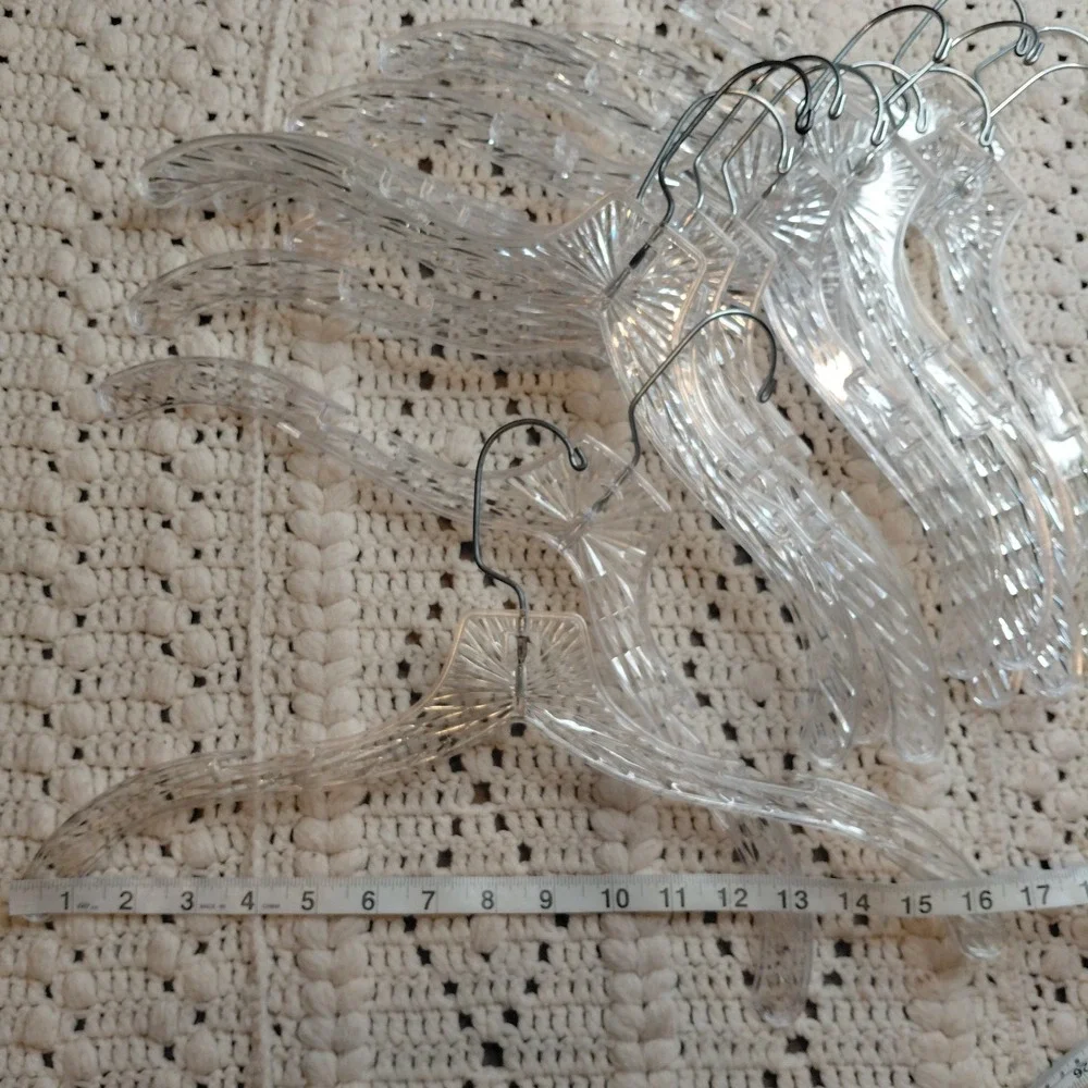 Vtg Lot 14 MCM Clear Plastic Ice Crystal Star Burst Prism Clothes Hangers‎ Retro